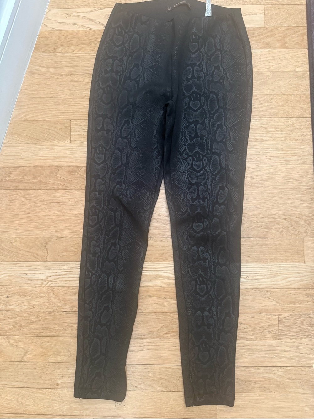 Zara Black Snake-Print Chinos
